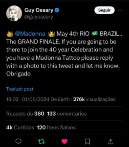 Empresário da Madonna pede tatuagens